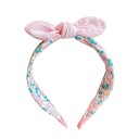 Headband with Floral Pattern and Solid Bow Universal Size Fabric Hairband Elegant Women's and Girls' Hair Accessory 3