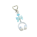Headphones Pendant with Bow and Heart Keyring Mobile Chain Backpack Handbag Cute Music Accessory 2