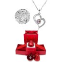 Heart Projection Halsband Set Titanium Chain Kopparhänge Projection I Love You in 100 Languages Rose Formed Box 3