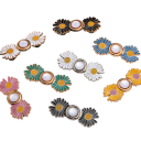 Hebilla de cintura metálica ajustable de 4,6 x 1,9 cm con decoración de perlas y flores para ajustar pantalones, sin costuras, elegante 10