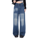 Heren brede effen jeans met zakken, comfortabele pasvorm, moderne stijl voor dagelijks gebruik 3