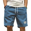 Heren corduroy shorts retro stijl casual ademende shorts met trekkoord elastische taille knie lengte comfortabele pasvorm 2