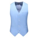 Heren elegante knoopvest met zakken en borstzak Effen formeel vest Verschillende kleuren Formele stijl Polyester 13