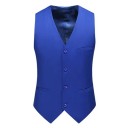 Heren elegante knoopvest met zakken en borstzak Effen formeel vest Verschillende kleuren Formele stijl Polyester 27