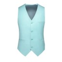 Heren elegante knoopvest met zakken en borstzak Effen formeel vest Verschillende kleuren Formele stijl Polyester 28