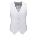 Heren elegante knoopvest met zakken en borstzak Effen formeel vest Verschillende kleuren Formele stijl Polyester 7
