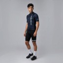 Heren fietset Shirt met korte mouwen en shorts met zeem 90 % polyester en 10 % Lycra Donkerblauw gestreept en zwart 4