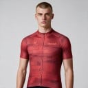 Heren fietsshirt met korte mouwen en volledige ritssluiting met getint patroon van strepen en rechthoeken voor de fiets in de kleur rood 2