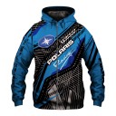 Heren hoodie met rits en verstelbare koord met een print van schuine strepen en geometrische lijnen in motocrossstijl lichtblauw 3