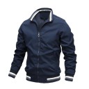 Heren lentejack met elastische manchetten en kraag Lichtgewicht overgangsjack met zakken Sportief urban casual jack 2