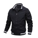 Heren lentejack met elastische manchetten en kraag Lichtgewicht overgangsjack met zakken Sportief urban casual jack 1