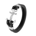 Heren leren ankerarmband 4