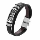 Heren leren armband met kruis 2