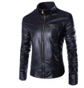 Heren leren jas met kraag J2068 4