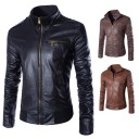 Heren leren jas met kraag J2068 1
