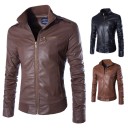 Heren leren jas met kraag J2068 2