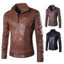 Heren leren jas met kraag J2068 3
