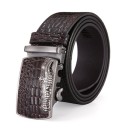 Heren leren riem met krokodil L428 4