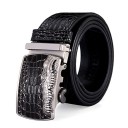 Heren leren riem met krokodil L428 3