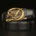 Heren leren riem met krokodillen 7