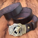 Heren leren riem met stier L470 6
