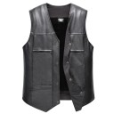 Heren leren vest met bontrand 3