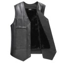 Heren leren vest met bontrand 1
