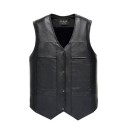 Heren leren vest met bontrand 2