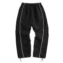 Heren losse broek met elastische tailleband en verstelbare koord aan de onderkant, aangevuld met contrasterende bies aan de zijkant en zijzakken 4