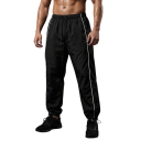 Heren losse broek met elastische tailleband en verstelbare koord aan de onderkant, aangevuld met contrasterende bies aan de zijkant en zijzakken 6