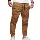 Heren Losse rechte cargobroek Effen kleur Casual sportbroek Comfortabele zakken voor dagelijks gebruik Stijlvolle vrijetijdskleding 5
