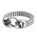 Heren massieve armband met schedels 3