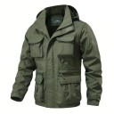 Heren outdoorjas met rits en meerdere zakken Winddichte jas met afneembare mouwen en capuchon Sportjas voor de natuur 5