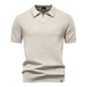 Heren polo met korte mouwen en kraag Effen elegante shirt van polyester en viscose voor dagelijks gebruik 12