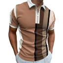 Heren polo met rits V-hals met kraag Korte mouwen Kleurrijke strepen Polyester Moderne zomerpasvorm voor vrije tijd 1