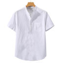 Heren polo shirt met korte mouwen Effen Katoen Zakje Knopen met kraag Klassieke snit 4