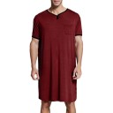 Heren pyjama nachthemd korte mouwen comfortabele snit katoen polyester thuis dragen en slapen 1