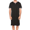 Heren pyjama nachthemd korte mouwen comfortabele snit katoen polyester thuis dragen en slapen 2