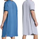 Heren pyjama nachthemd korte mouwen comfortabele snit katoen polyester thuis dragen en slapen 6