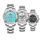 Heren quartz horloge met chronograaf Saffierglas 40 mm wijzerplaat RVS kast Band 21 cm 7