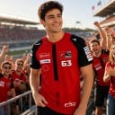 Heren rode T-shirt met nummer 63 en korte zwarte mouwen in de stijl van een motorrace shirt voor fans van wegwedstrijden 6