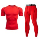 Heren set legging en T-shirt met korte mouwen, ronde hals, polyester 3