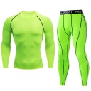 Heren set legging en T-shirt met lange mouwen, ronde hals, polyester 8