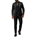 Heren set van polyester Elegante set van een blazer en broek voor mannen Effen formele outfit met zakken en borstzakje Stijlvolle set met knopen 1