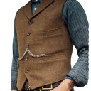 Heren sociale vest met zakken, ketting en kraag met knopen polyester zonder mouwen voor formele stijl en feestelijke gelegenheden 9