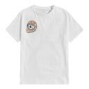 Heren T-shirt met bruine print van een motorhelm en de tekst Caffeine & Gasoline op de achterkant en op de borst met korte mouwen in retro 2