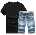 Heren vrijetijdsset - T-shirt en blauwe short J2235 2