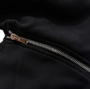 Heren zwarte hoodie met rits Stijlvolle asymmetrische hoodie met schuine rits van polyester, katoen, viscose en spandex Moderne streetwear 2