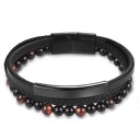 Herenarmband met meerdere lagen kralen 3