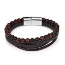 Herenarmband met meerdere lagen kralen 5